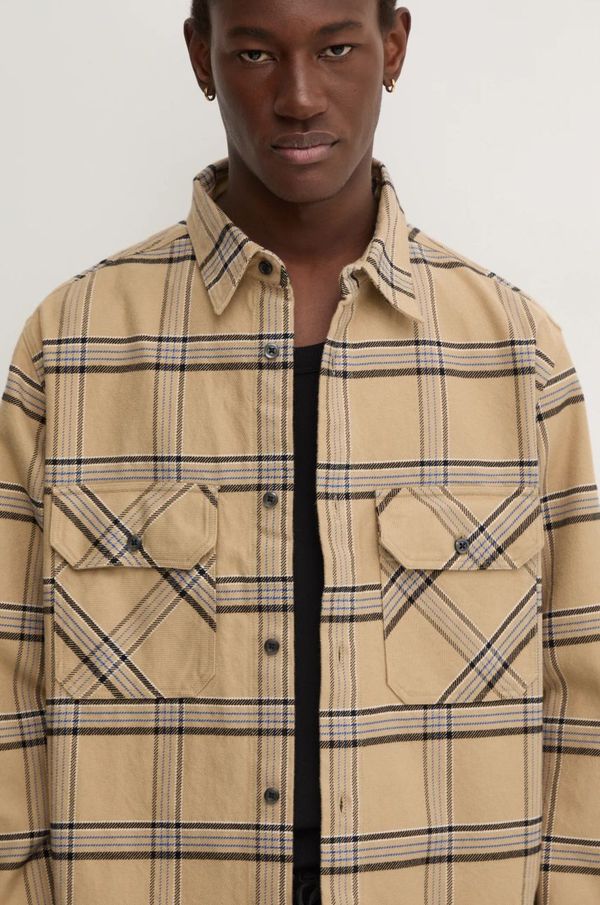 Hugo Blue Pamučna košulja Hugo Blue za muškarce, boja: bež, relaxed, s klasičnim ovratnikom, 50527475