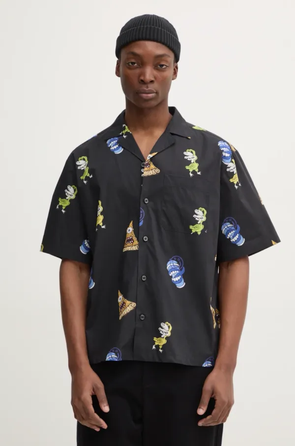 Hugo Blue Pamučna košulja Hugo Blue za muškarce, boja: crna, relaxed, 50534201