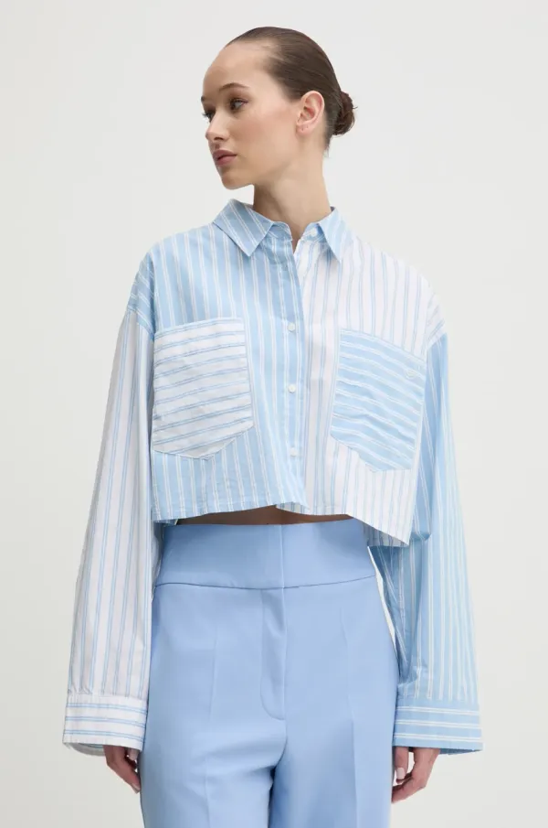 HUGO Blue Pamučna košulja Hugo Blue za žene, boja: bijela, relaxed, s klasičnim ovratnikom, 50534779