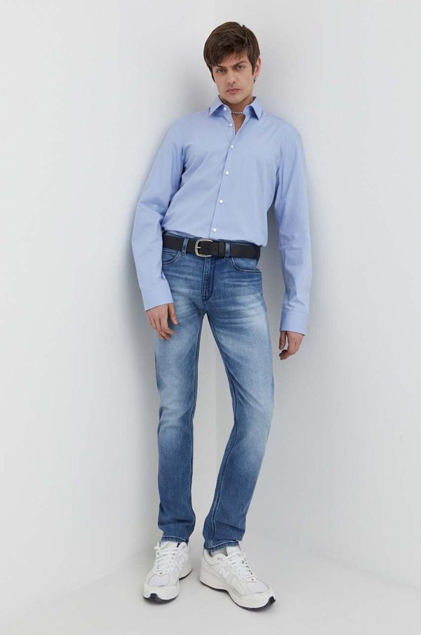 Hugo Pamučna košulja HUGO za muškarce, slim, s klasičnim ovratnikom, 50508294