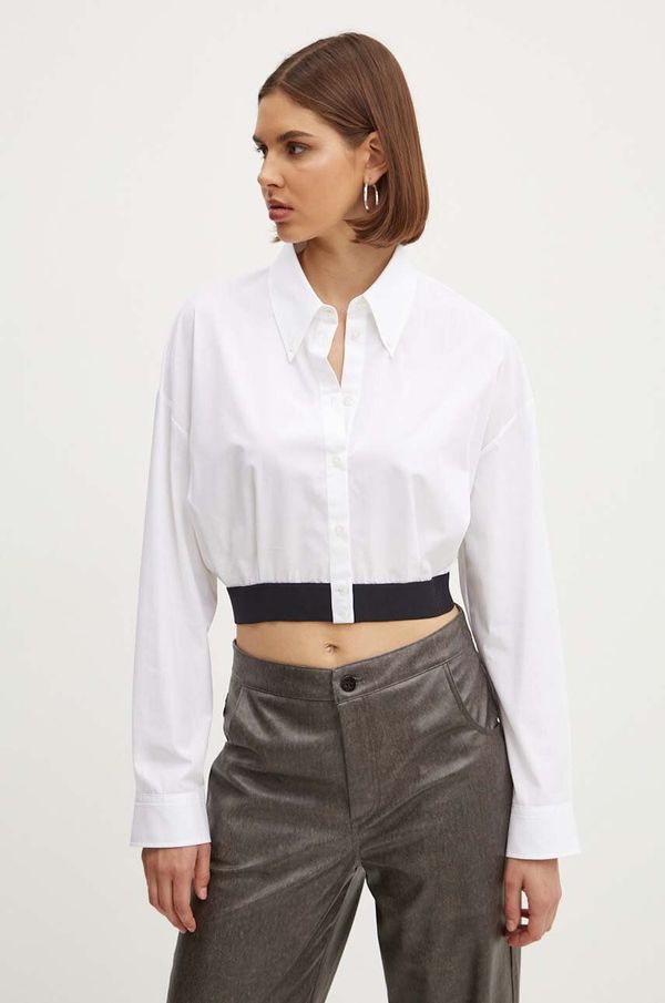 Hugo Pamučna košulja HUGO za žene, boja: bijela, relaxed, s klasičnim ovratnikom, 50518040