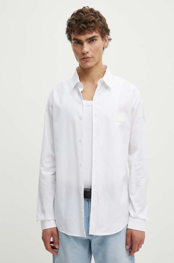 Iceberg Pamučna košulja Iceberg za muškarce, boja: bijela, regular, s klasičnim ovratnikom, G060 0115