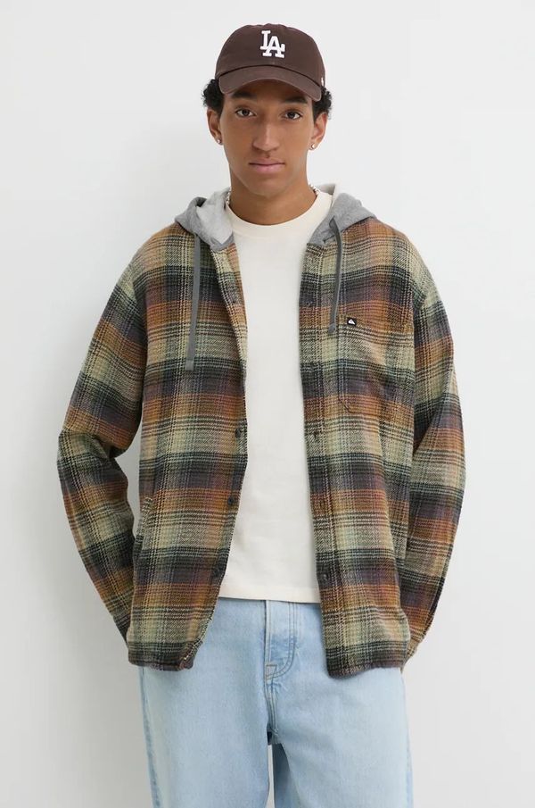 Quiksilver Pamučna košulja- jakna Quiksilver Sandbar boja: zelena, za prijelazno razdoblje, oversize, AQYWT03367