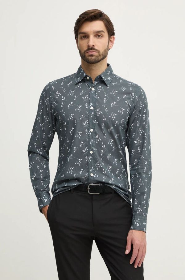 Joop! Pamučna košulja Joop! za muškarce, boja: siva, regular, s klasičnim ovratnikom, 30044863