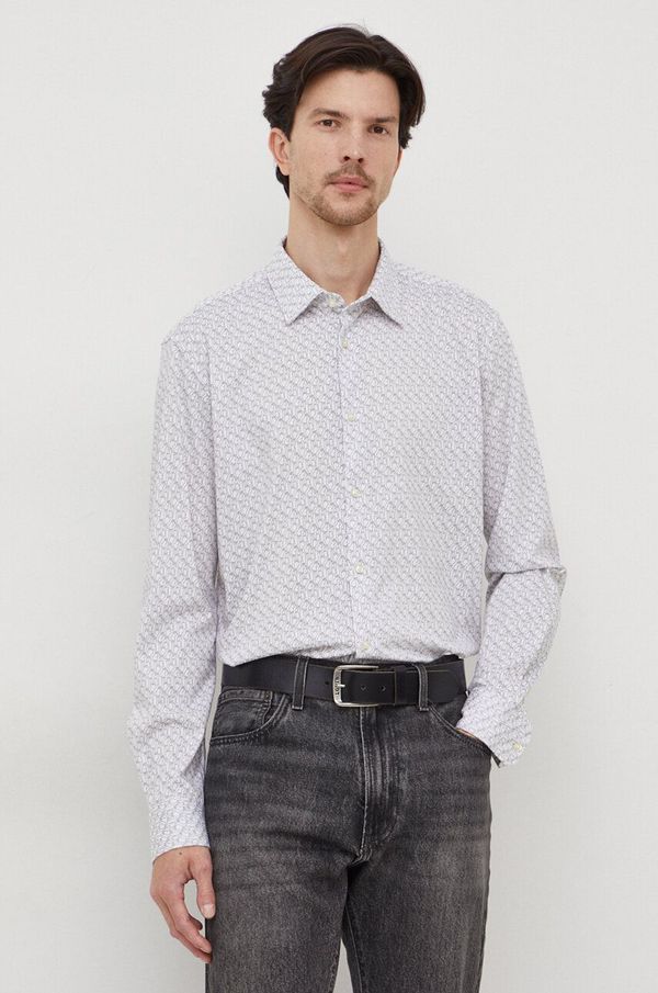 Joop! Pamučna košulja Joop! za muškarce, boja: siva, slim, s klasičnim ovratnikom