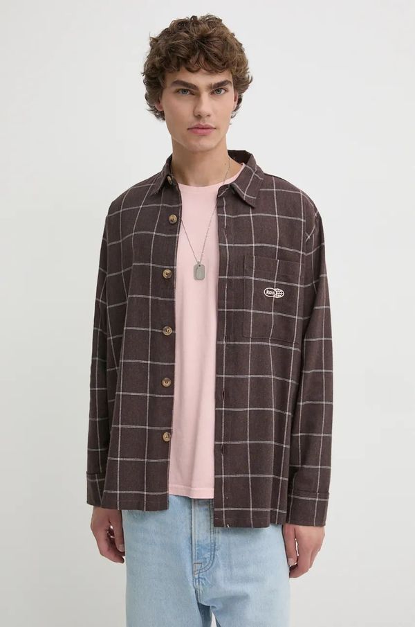 Kaotiko Pamučna košulja Kaotiko za muškarce, boja: smeđa, relaxed, s klasičnim ovratnikom, AP004-01-1900