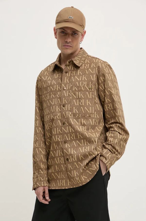 Karl Kani Pamučna košulja Karl Kani za muškarce, boja: bež, regular, s klasičnim ovratnikom, 60230005