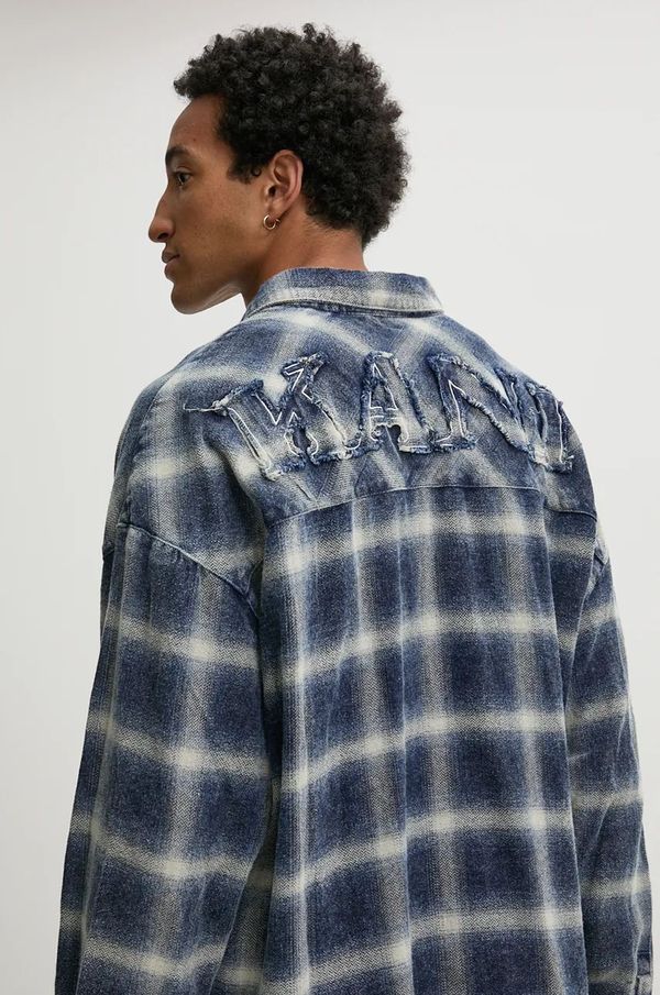 Karl Kani Pamučna košulja Karl Kani za muškarce, boja: tamno plava, relaxed, s klasičnim ovratnikom, 60230006