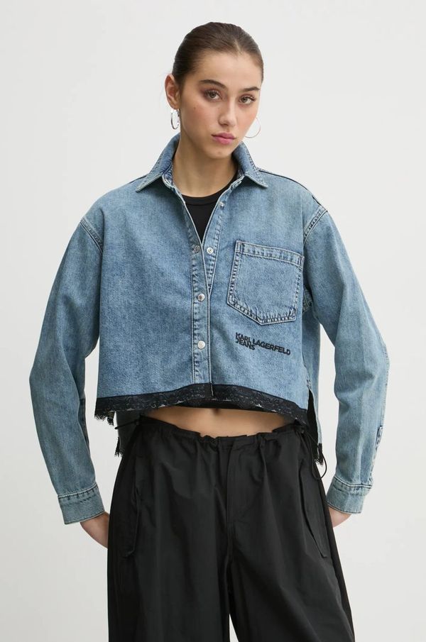 Karl Lagerfeld Jeans Pamučna košulja Karl Lagerfeld Jeans za žene, relaxed, s klasičnim ovratnikom, A1W11034