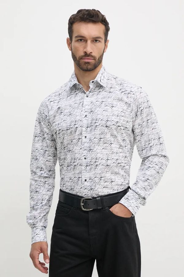 Karl Lagerfeld Pamučna košulja Karl Lagerfeld za muškarce, boja: bijela, regular, s klasičnim ovratnikom, 544677.605000