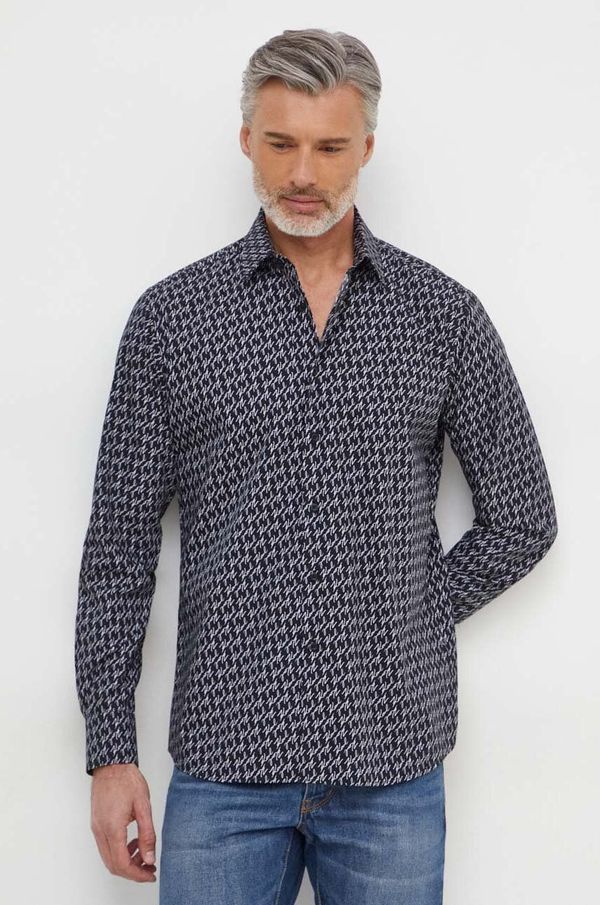 Karl Lagerfeld Pamučna košulja Karl Lagerfeld za muškarce, boja: crna, regular, s klasičnim ovratnikom