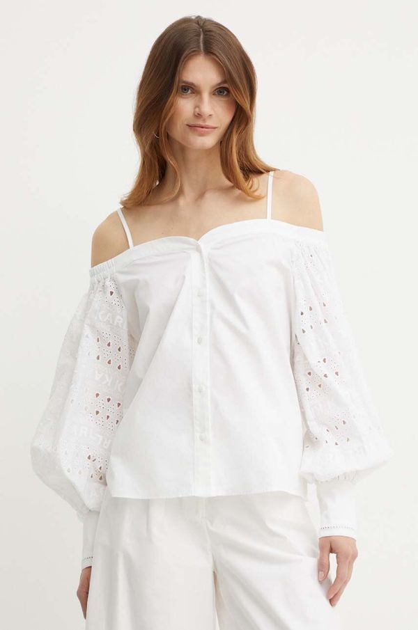 Karl Lagerfeld Pamučna košulja Karl Lagerfeld za žene, boja: bijela, regular