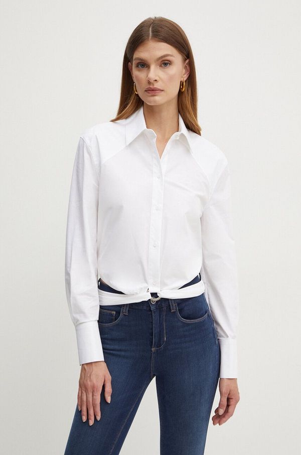 Karl Lagerfeld Pamučna košulja Karl Lagerfeld za žene, boja: bijela, regular, s klasičnim ovratnikom, 245W1609