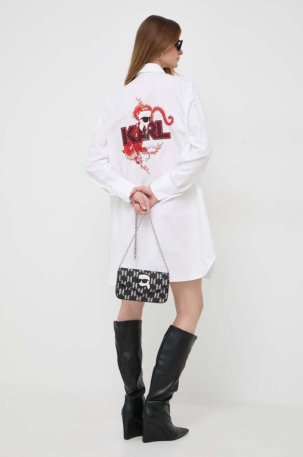 Karl Lagerfeld Pamučna košulja Karl Lagerfeld za žene, boja: bijela, regular, s klasičnim ovratnikom