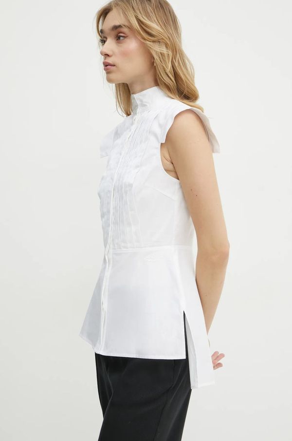 Karl Lagerfeld Pamučna košulja Karl Lagerfeld za žene, boja: bijela, regular, s ruskim ovratnikom, A1W11023