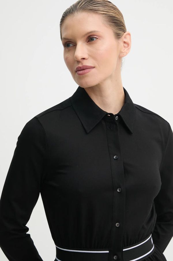 Karl Lagerfeld Pamučna košulja Karl Lagerfeld za žene, boja: crna, regular, s klasičnim ovratnikom, A1W17067