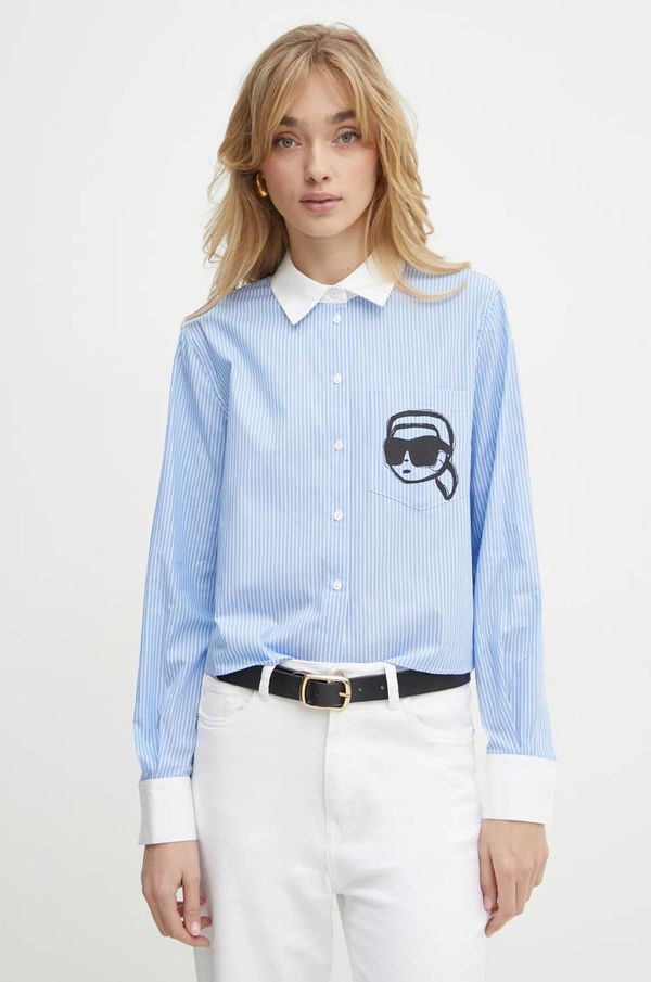 Karl Lagerfeld Pamučna košulja Karl Lagerfeld za žene, regular, s klasičnim ovratnikom, A1W11037