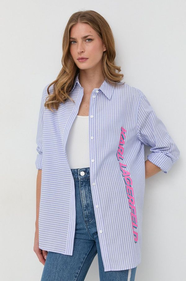 Karl Lagerfeld Pamučna košulja Karl Lagerfeld za žene, regular, s klasičnim ovratnikom