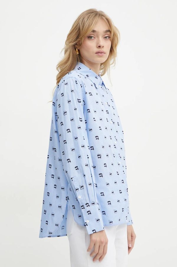 Karl Lagerfeld Pamučna košulja Karl Lagerfeld za žene, relaxed, s klasičnim ovratnikom, A1W11038