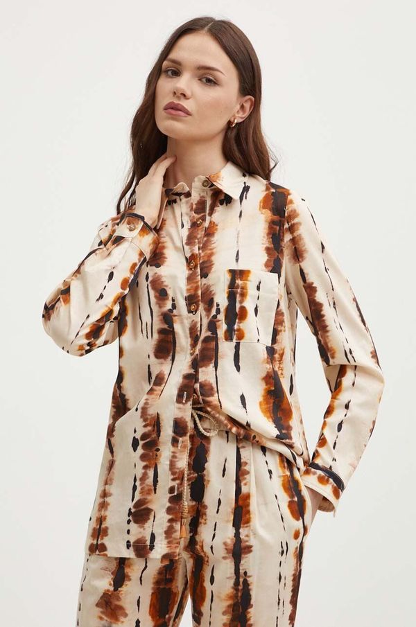 La Petite Française Pamučna košulja La Petite Française CHARDON za žene, boja: bež, regular, s klasičnim ovratnikom