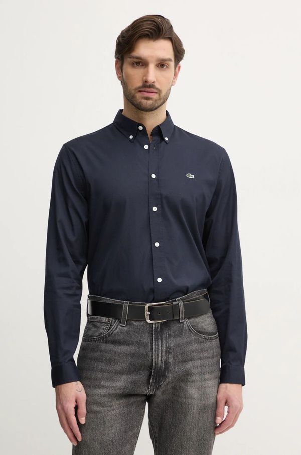 Lacoste Pamučna košulja Lacoste za muškarce, boja: bijela, regular, s button-down ovratnikom, CH2933