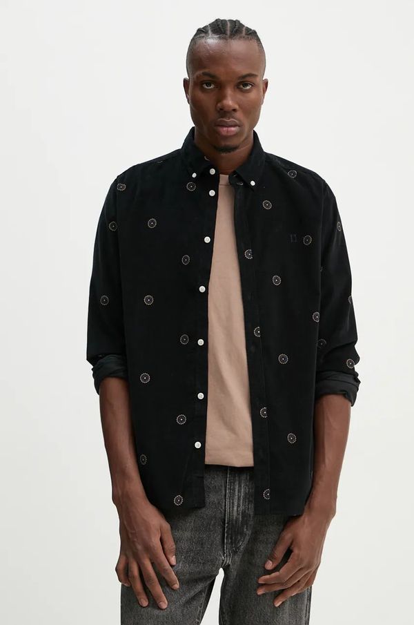 Les Deux Pamučna košulja Les Deux za muškarce, boja: crna, regular, s button-down ovratnikom, LDM410190