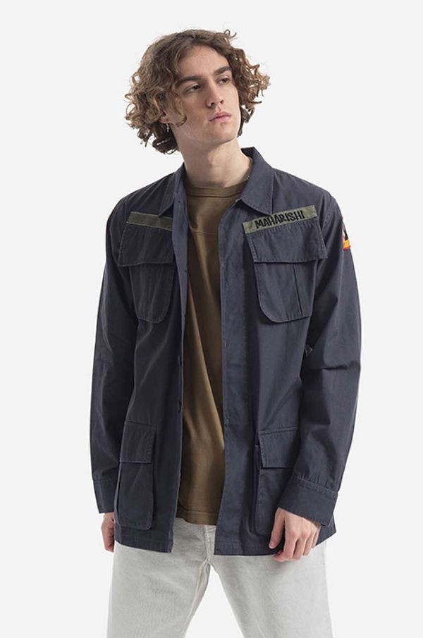 Maharishi Pamučna košulja Maharishi Oneness Jungle za muškarce, boja: crna, regular, s klasičnim ovratnikom, 3584.BLACK-BLACK