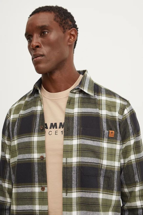 Mammut Pamučna košulja Mammut Trovat za muškarce, boja: zelena, regular, s klasičnim ovratnikom