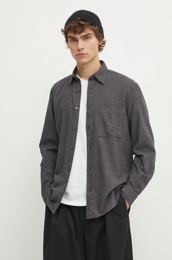 Marc O'Polo Pamučna košulja Marc O'Polo za muškarce, boja: siva, regular, s klasičnim ovratnikom, 431732242090