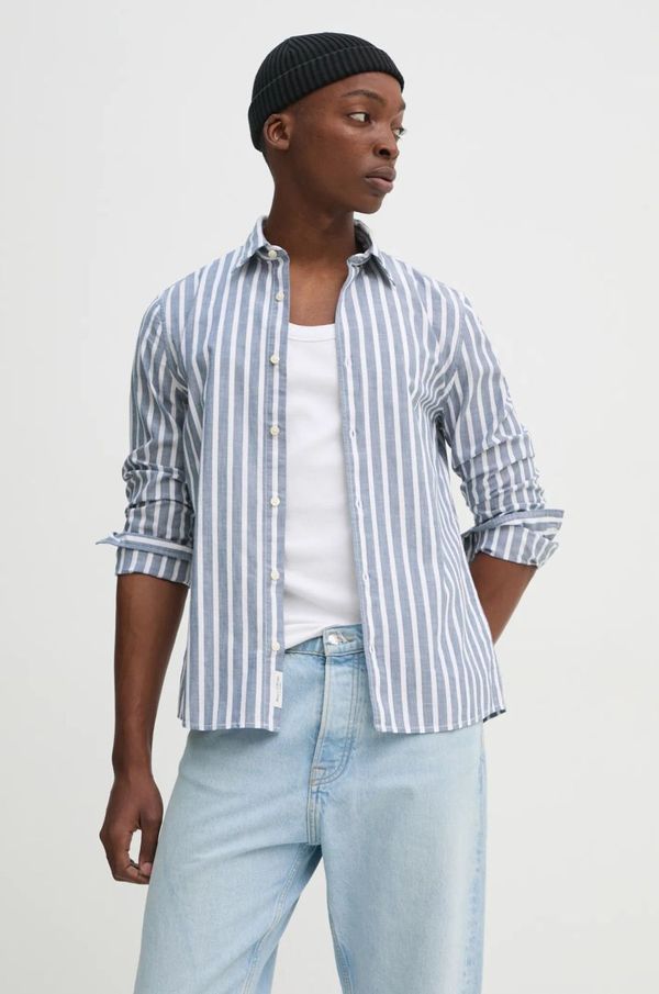 Marc O'Polo Pamučna košulja Marc O'Polo za muškarce, boja: siva, regular, s klasičnim ovratnikom, 520741042358