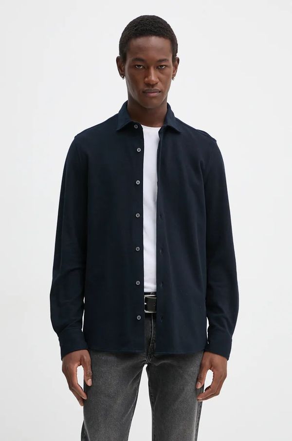 Marc O'Polo Pamučna košulja Marc O'Polo za muškarce, boja: tamno plava, slim, s klasičnim ovratnikom, 428211042256