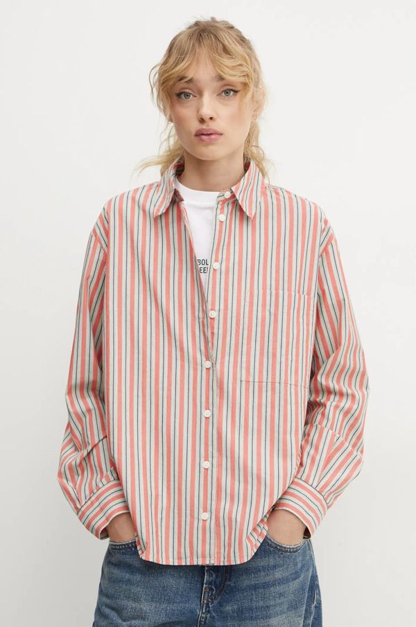 Marc O'Polo Pamučna košulja Marc O'Polo za žene, boja: narančasta, relaxed, s klasičnim ovratnikom, 5000005494