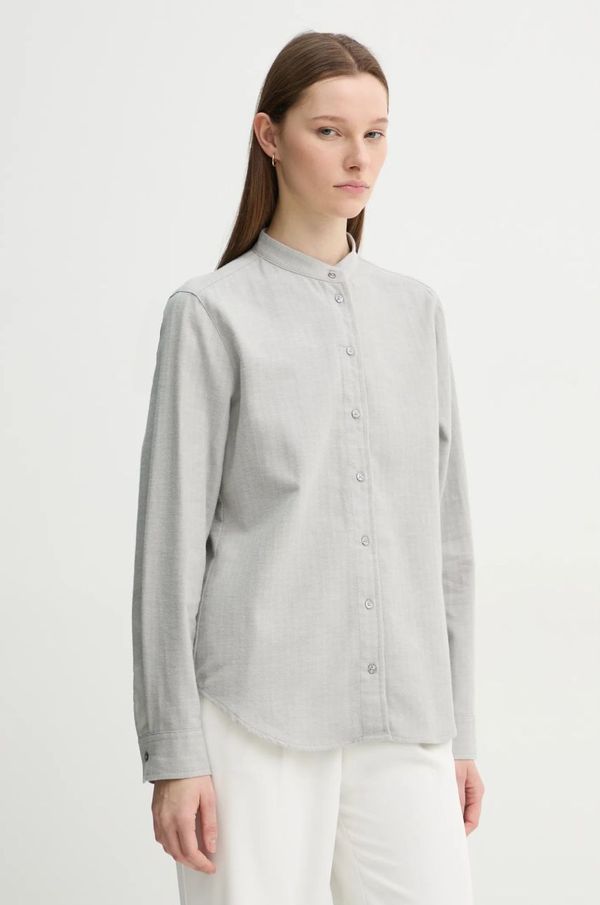 Marc O'Polo Pamučna košulja Marc O'Polo za žene, boja: siva, regular, s ruskim ovratnikom, 411109042351