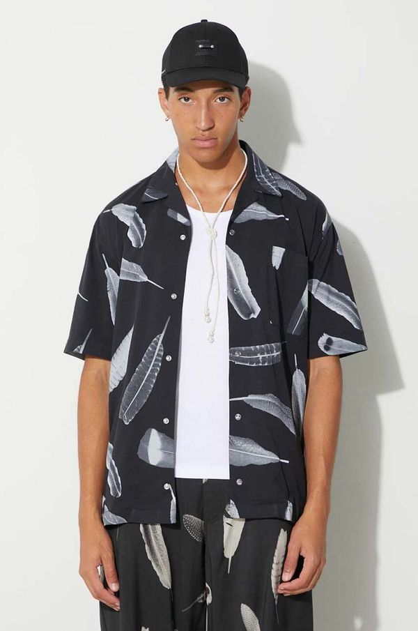 Marcelo Burlon Pamučna košulja Marcelo Burlon Aop Wind Feather Hawaii za muškarce, boja: crna, relaxed