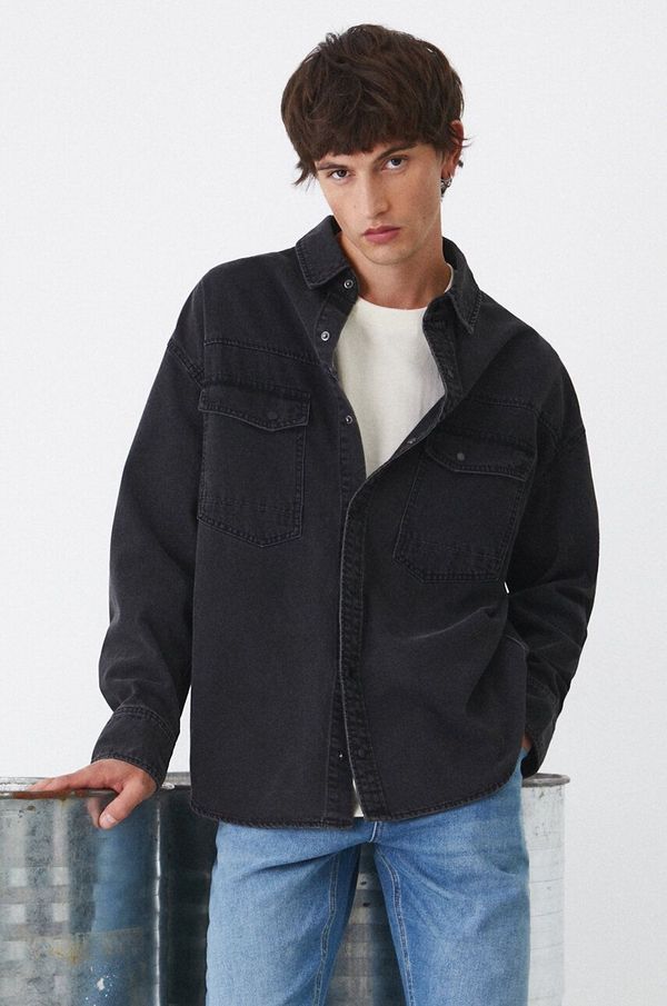 Medicine Pamučna košulja Medicine za muškarce, boja: crna, relaxed, s klasičnim ovratnikom