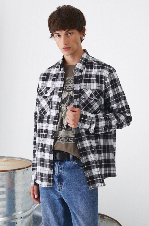 Medicine Pamučna košulja Medicine za muškarce, boja: siva, regular, s button-down ovratnikom