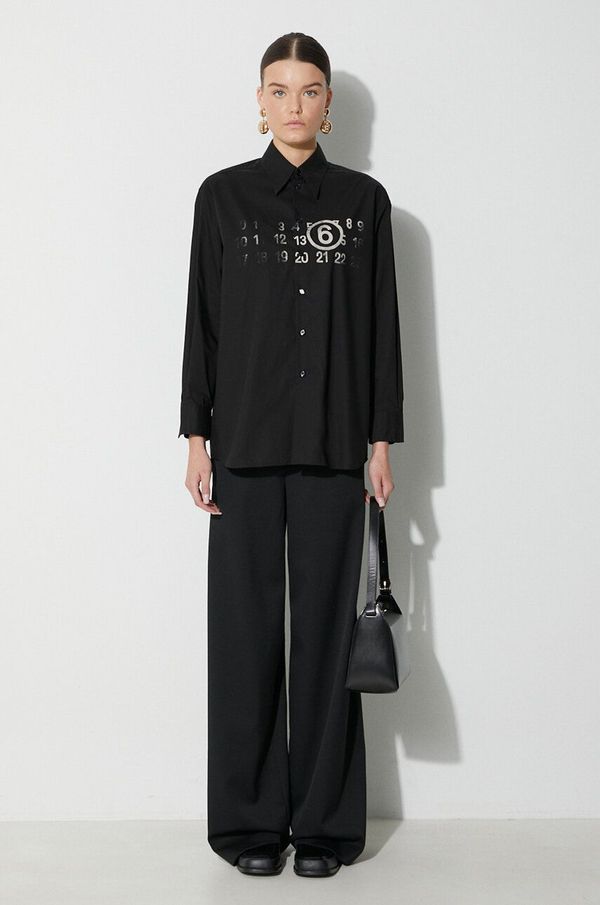 MM6 Maison Margiela Pamučna košulja MM6 Maison Margiela Long-Sleeved Shirt za žene, boja: crna, regular, s klasičnim ovratnikom, S62DT0023