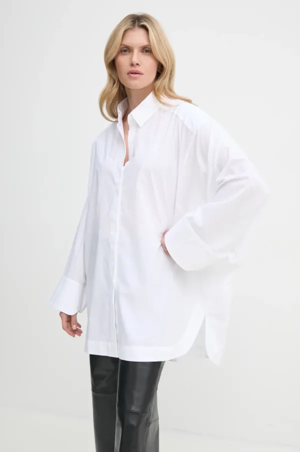 MMC STUDIO Pamučna košulja MMC STUDIO za žene, boja: bijela, relaxed, s klasičnim ovratnikom, NAKOMA