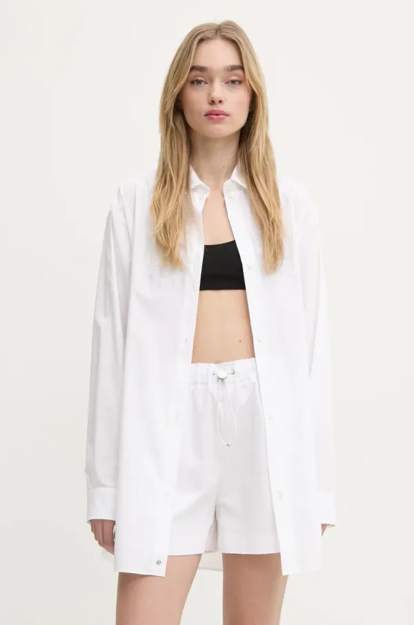 Moschino Jeans Pamučna košulja Moschino Jeans za žene, boja: bež, relaxed, s klasičnim ovratnikom, 0209 3227