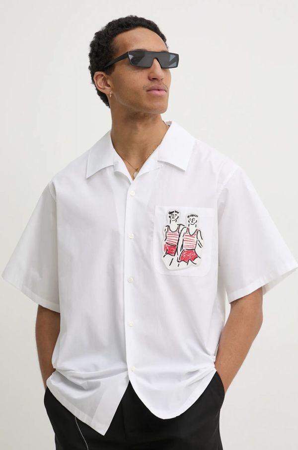 MSGM Pamučna košulja MSGM za muškarce, boja: bijela, relaxed, s klasičnim ovratnikom, 3840ME06X.257100