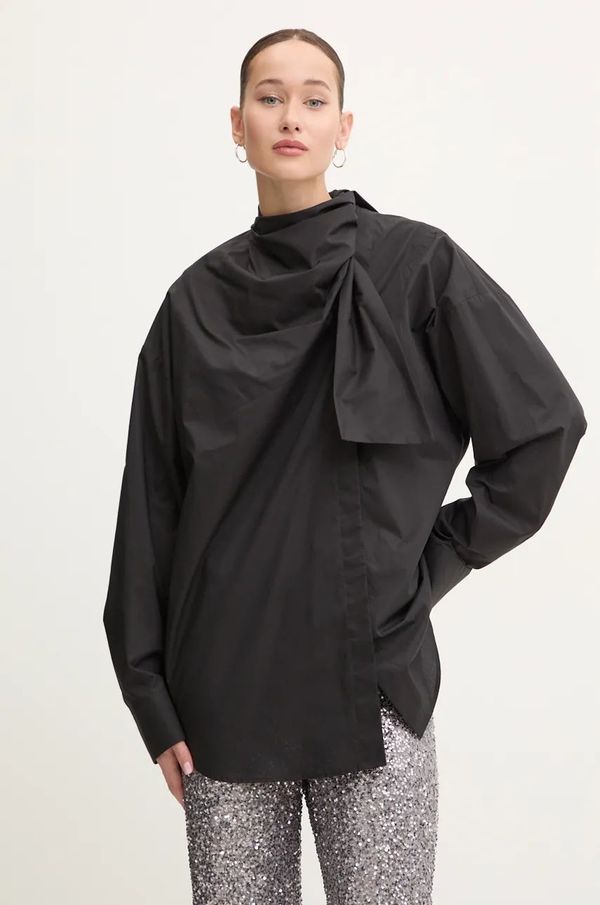 MSGM Pamučna košulja MSGM za žene, boja: crna, relaxed, 3742MDE09.247816