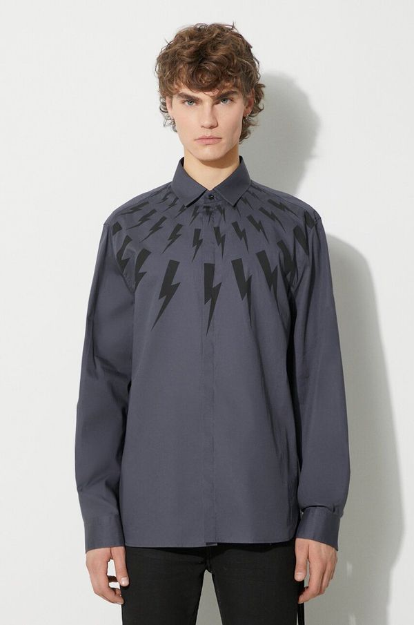 Neil Barrett Pamučna košulja Neil Barett LOOSE FAIR-ISLE THUNDERBOLT za muškarce, relaxed, s klasičnim ovratnikom, PBCM173.V003S.3543