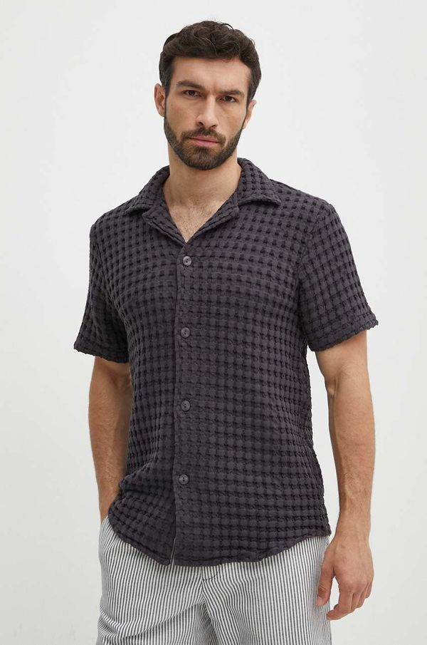 OAS Pamučna košulja OAS za muškarce, boja: crna, relaxed