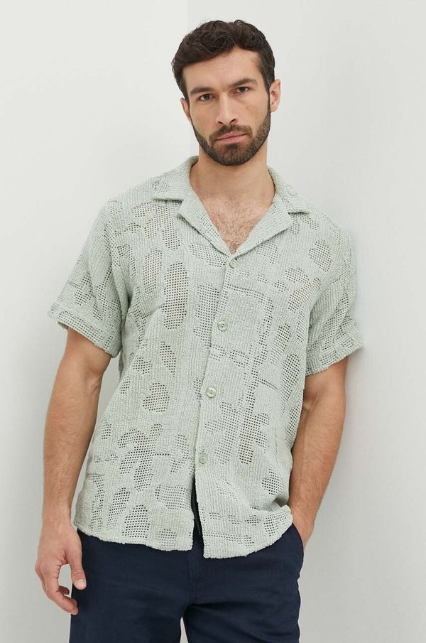 OAS Pamučna košulja OAS za muškarce, boja: zelena, relaxed