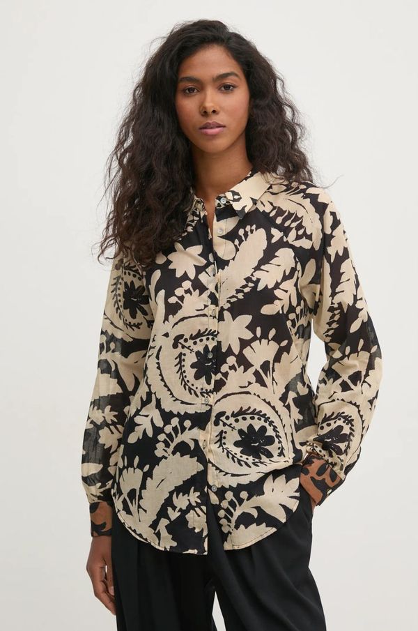 Pedro del Hierro Pamučna košulja Pedro del Hierro za žene, boja: bež, relaxed, s klasičnim ovratnikom, 6638201