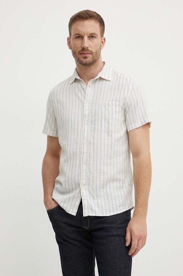 Pepe Jeans Pamučna košulja Pepe Jeans MACO za muškarce, boja: bež, regular, s klasičnim ovratnikom, PM308571