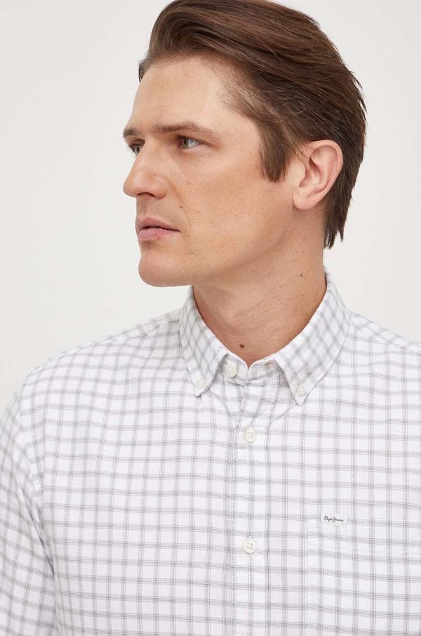 Pepe Jeans Pamučna košulja Pepe Jeans Paul za muškarce, boja: bijela, regular, s button-down ovratnikom