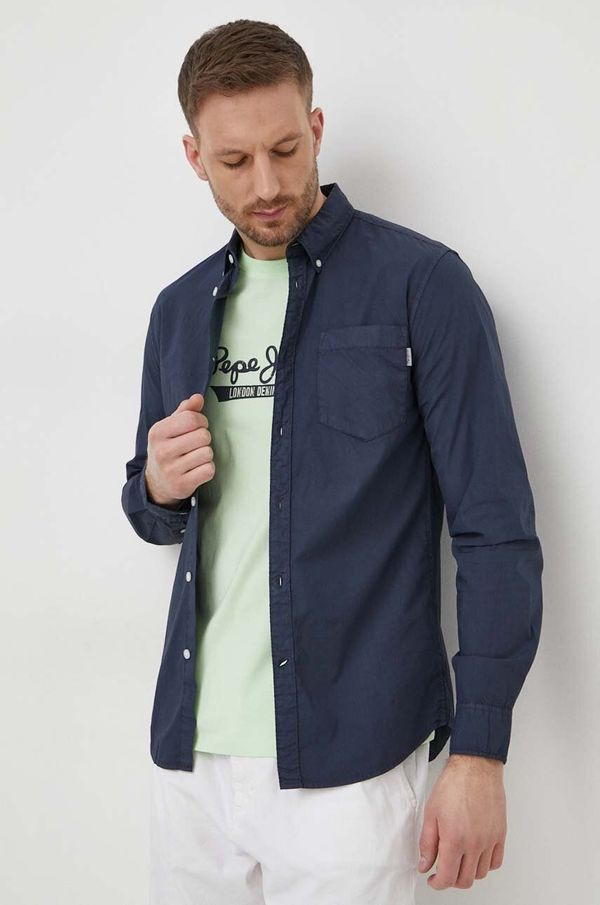 Pepe Jeans Pamučna košulja Pepe Jeans Prince za muškarce, boja: tamno plava, regular, s button-down ovratnikom