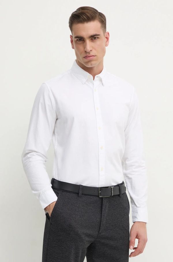 Pepe Jeans Pamučna košulja Pepe Jeans za muškarce, boja: bijela, regular, s button-down ovratnikom