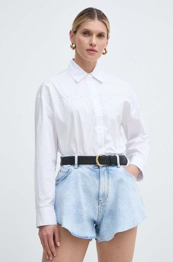 Pinko Pamučna košulja Pinko za žene, boja: bijela, relaxed, s klasičnim ovratnikom, 103736 A1XO